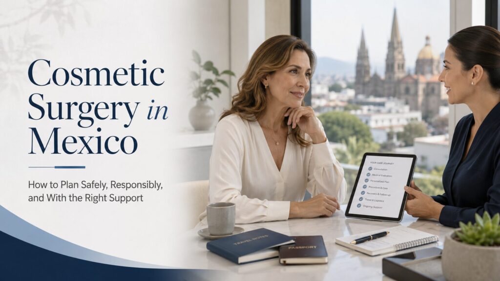 Cosmetic surgery consultation in Mexico with private healthcare planning and medical concierge support.