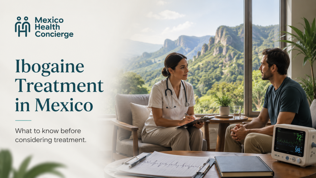 Ibogaine treatment consultation in Mexico with a healthcare professional and client, coordinated by Mexico Health Concierge.