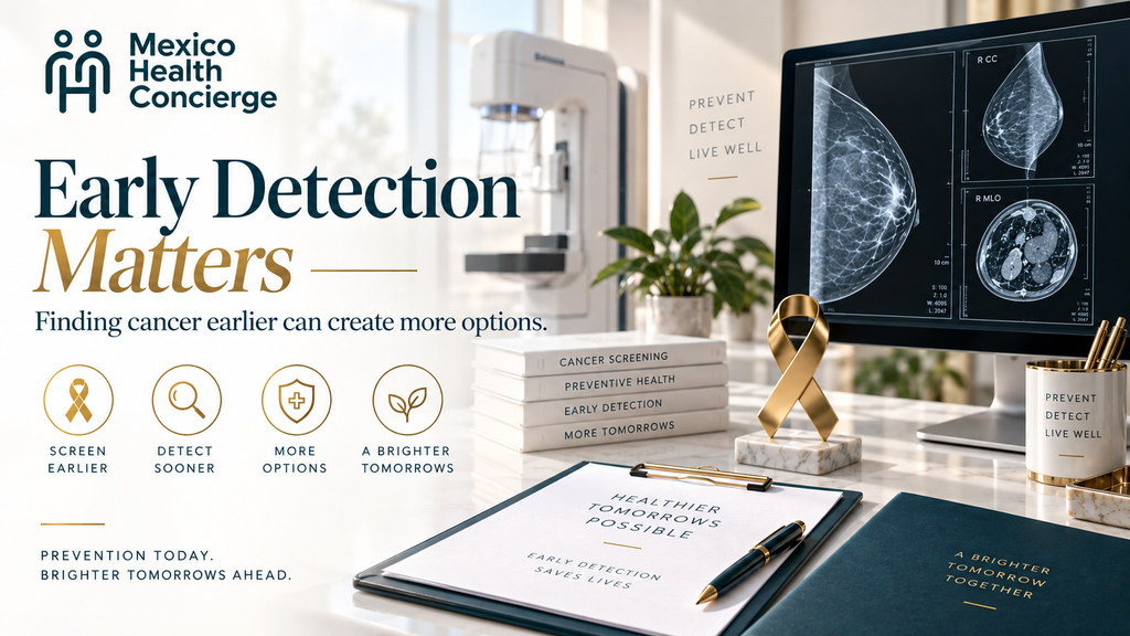 Early cancer detection and screening with Mexico Health Concierge, featuring diagnostic imaging and preventive health screening.